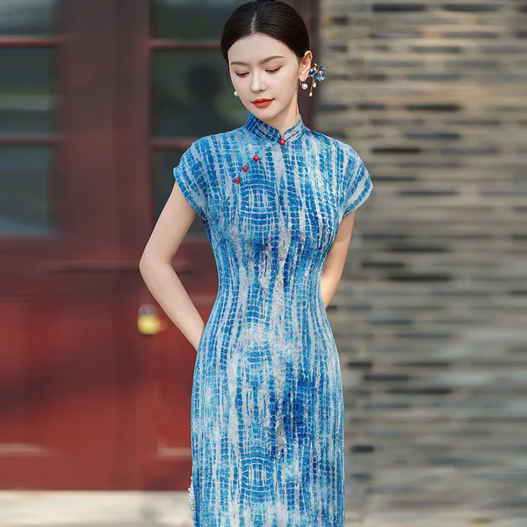 新中式旗袍2025夏季高端老上海素雅国风礼服改良日常可穿复古裙子