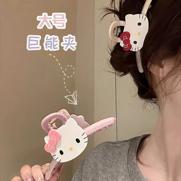 可爱甜美KT猫抓夹女小众半扎发后脑勺鲨鱼夹2025新款发夹发卡头饰