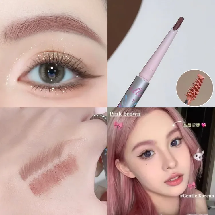 敲可爱粉棕色染眉膏+眉笔！浅金色眉膏画眉防水自然易上色根根分明