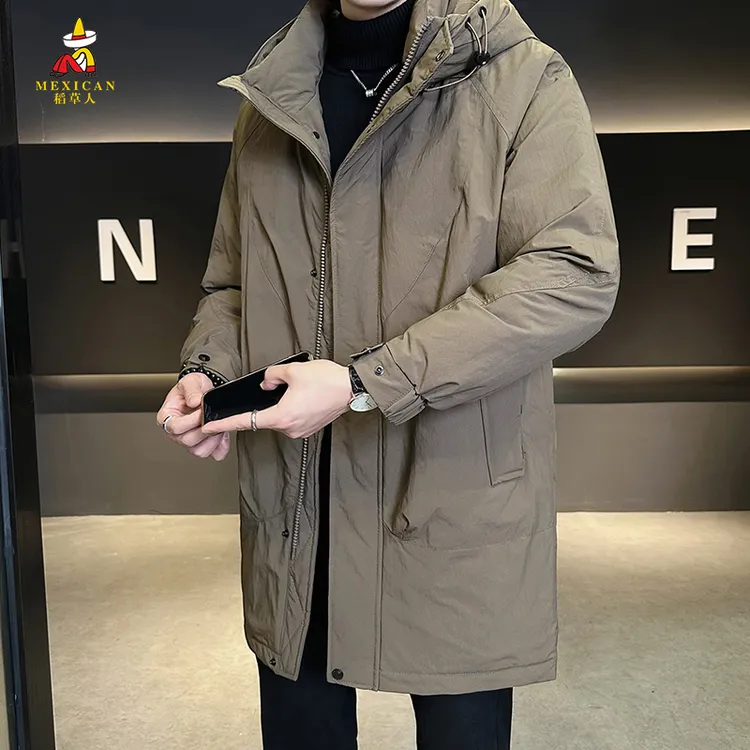 稻草人防寒服男士羽绒服2025冬季新款中长款加厚保暖连帽冬装外套