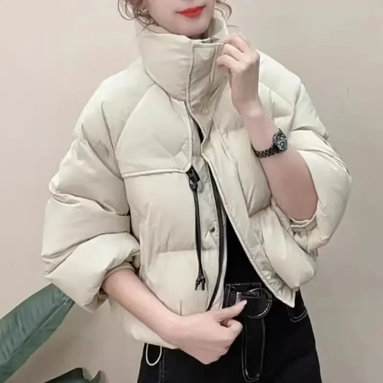 羽绒服外套女2025冬季新款韩版时尚小个子休闲百搭抽绳面包服上衣