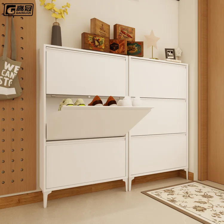 超薄钢制翻斗鞋柜12cm家用挂墙悬空小户型极窄鞋橱门口入户玄关柜