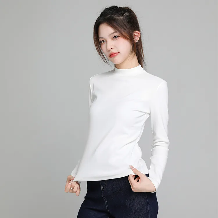 美式半高领正肩打底衫女内搭小衫长袖秋季打底修身显瘦内搭打底