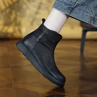 真皮马丁靴女2025新款复古春秋单靴软底短靴子女防滑百搭平底女鞋