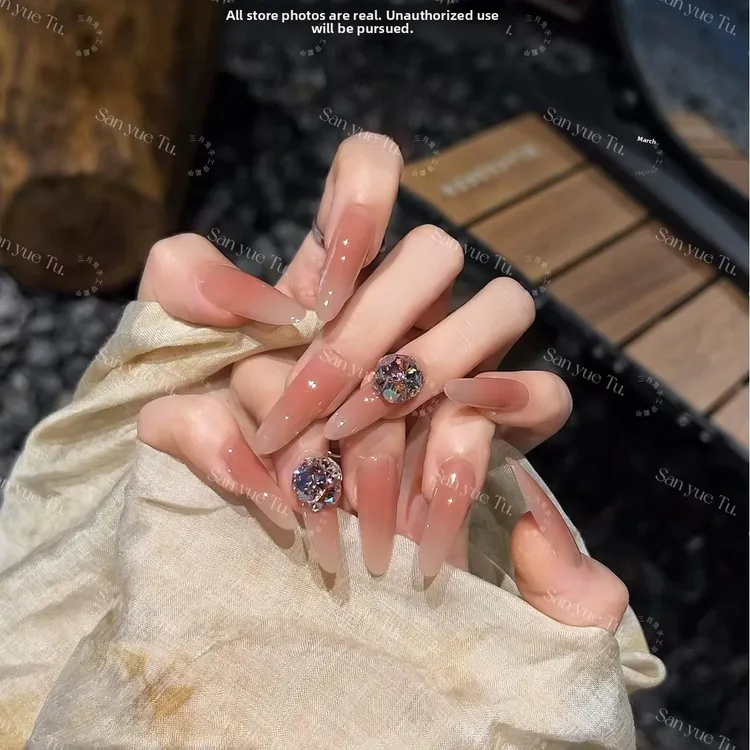 【奶雾蔷薇】显白高级纯欲轻奢高质量美甲穿戴甲穿戴美甲气质冰透