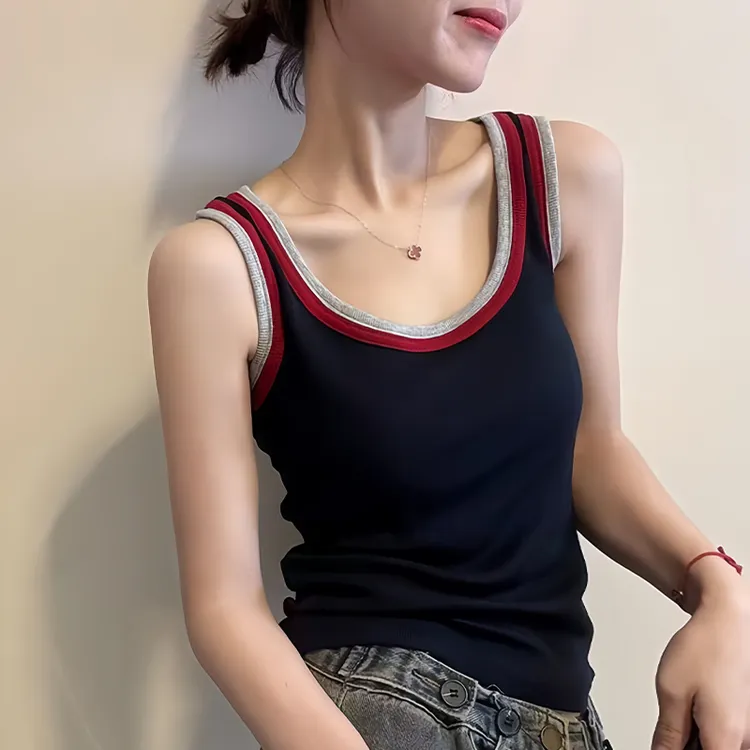 高含棉小个子韩版遮肉无袖背心T恤女2025夏季慵懒松弛感百搭上衣