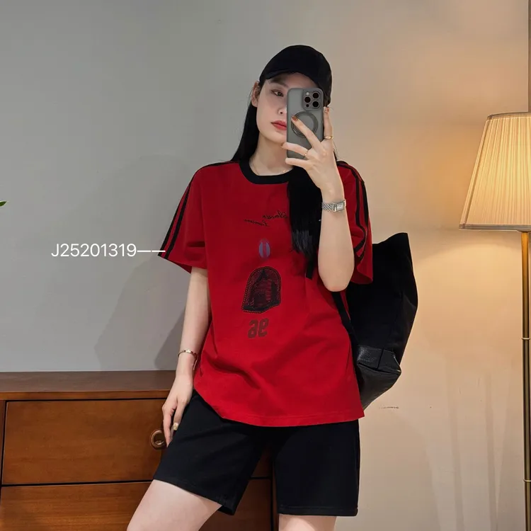 今婷T恤短袖女款爆款2025新款夏季宽松衣服休闲女装上衣J25201319