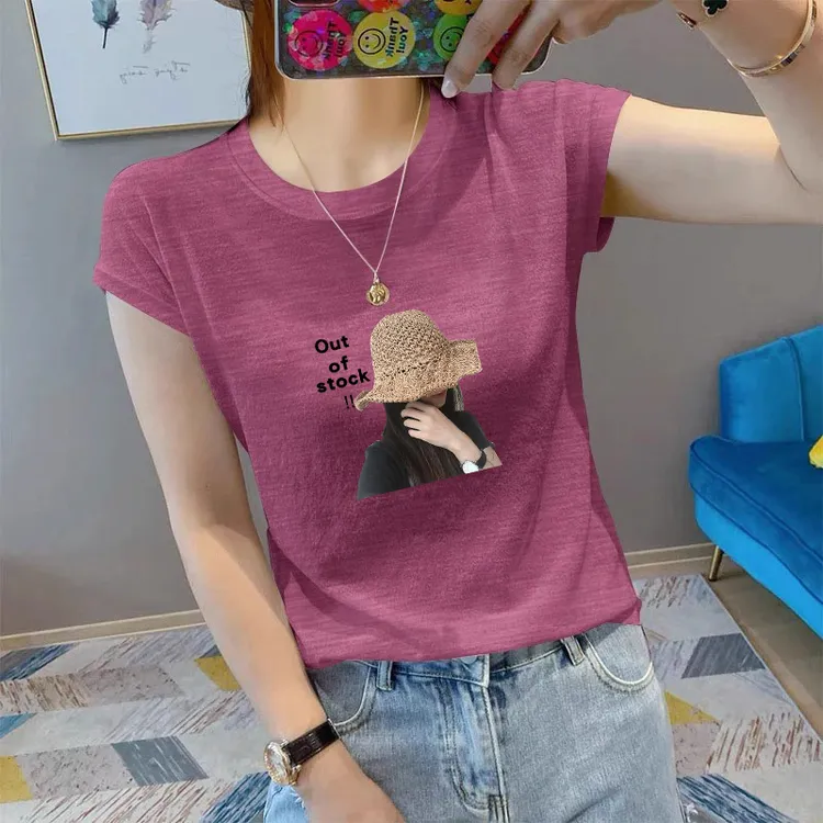 韩版简约短袖t恤女2025夏季圆领大码竹节棉打底衫上衣服