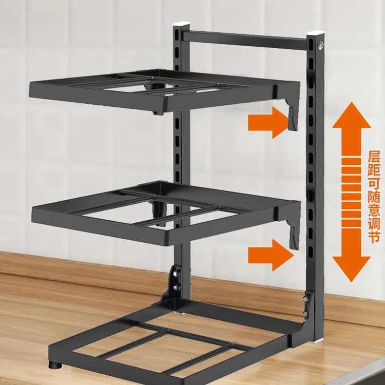 厨房下水槽置物架家用多层多功能锅具收纳架灶台橱柜可调节放锅架