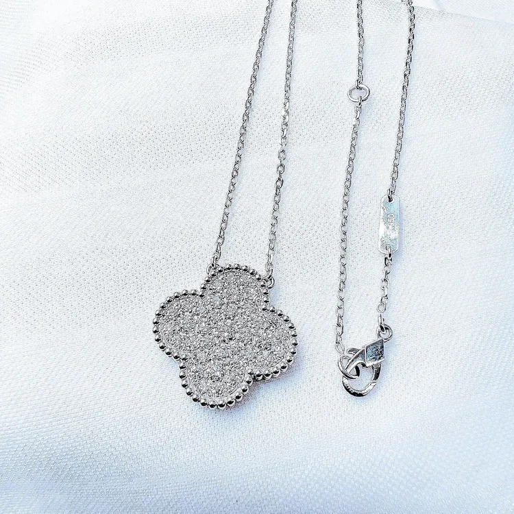 莫桑石铂金PT950镶嵌大四叶草套链镶嵌   抖音基地质检多样性发货