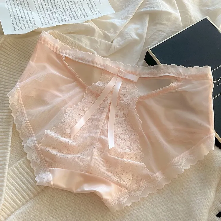 大码胖妹高腰蕾丝内裤法式甜美蕾丝抗菌内裤性感镂空蕾丝三角内裤