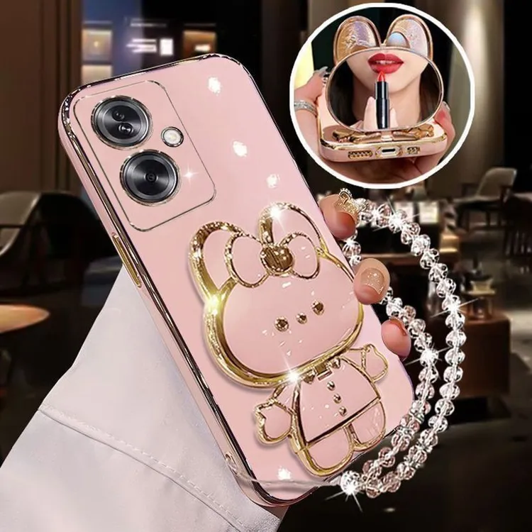 适用OPPOA2手机壳5G补妆镜子支架PJB110硅胶软壳全包防摔带手链女