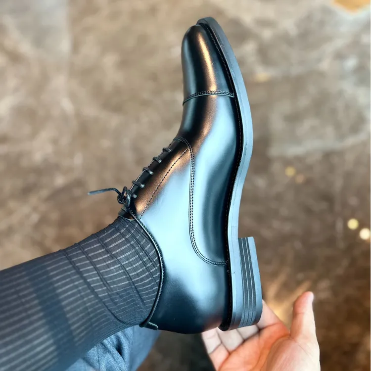 爬梯T29B内增高5.5CM开边珠黑色婚鞋鞋子皮鞋男款爆款2025新款