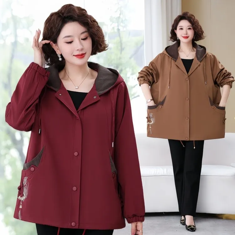 中老年女装风衣外套气质妈妈女士#春装宽松洋气时尚上衣大码春秋