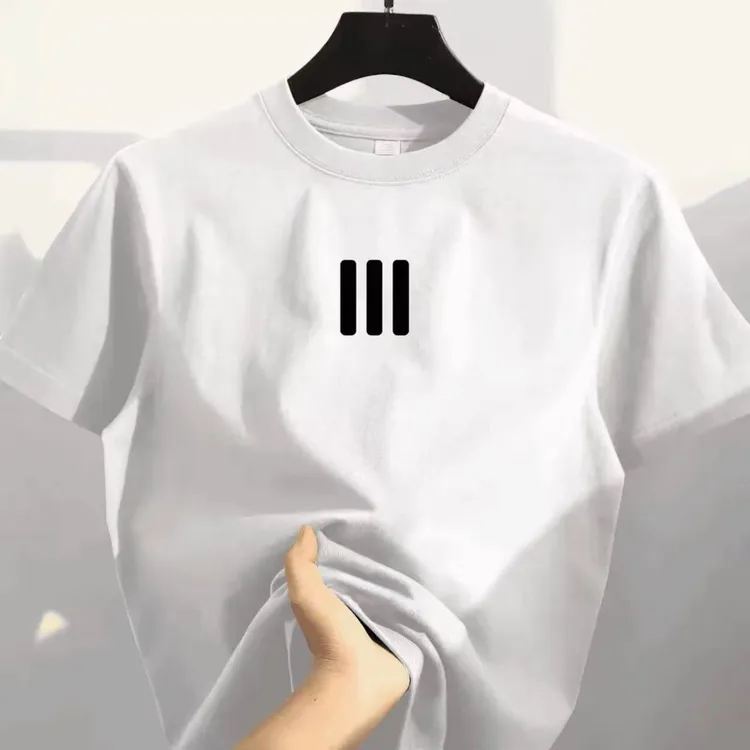 夏季短袖男女休闲上衣透气时尚百搭圆领印花T恤 三条