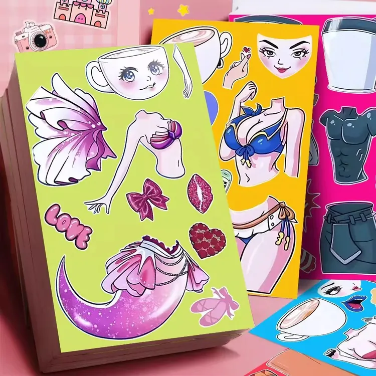 【新款】山海经海边沙滩派对精美换装贴纸小朋友喜欢的益智手工贴画