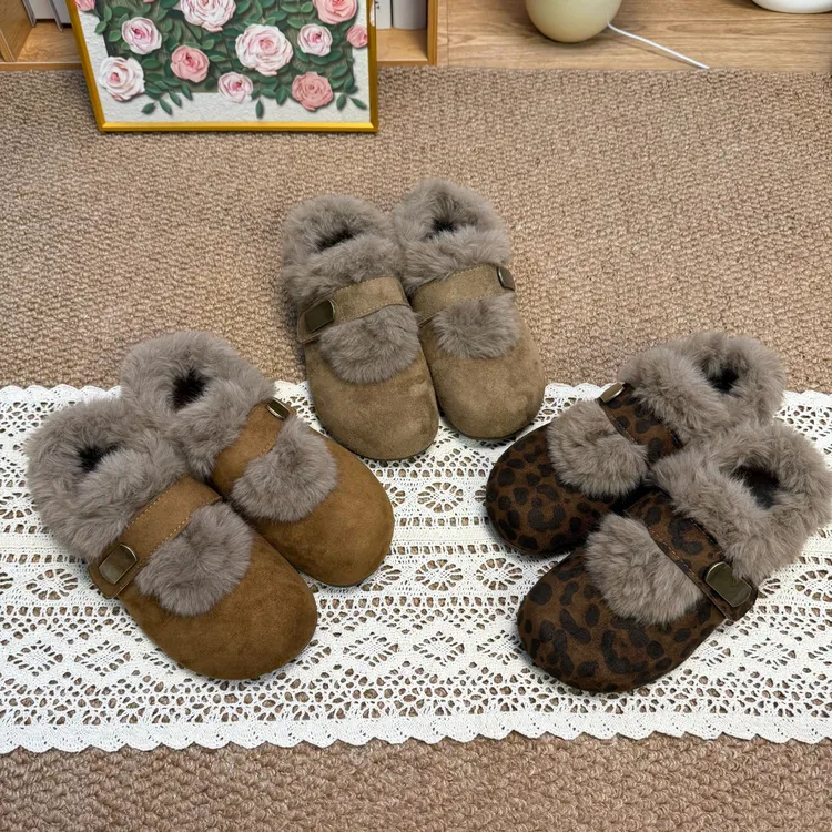 2025新款毛毛单鞋保暖加绒防滑包脚舒适百搭软底冬季时尚平底