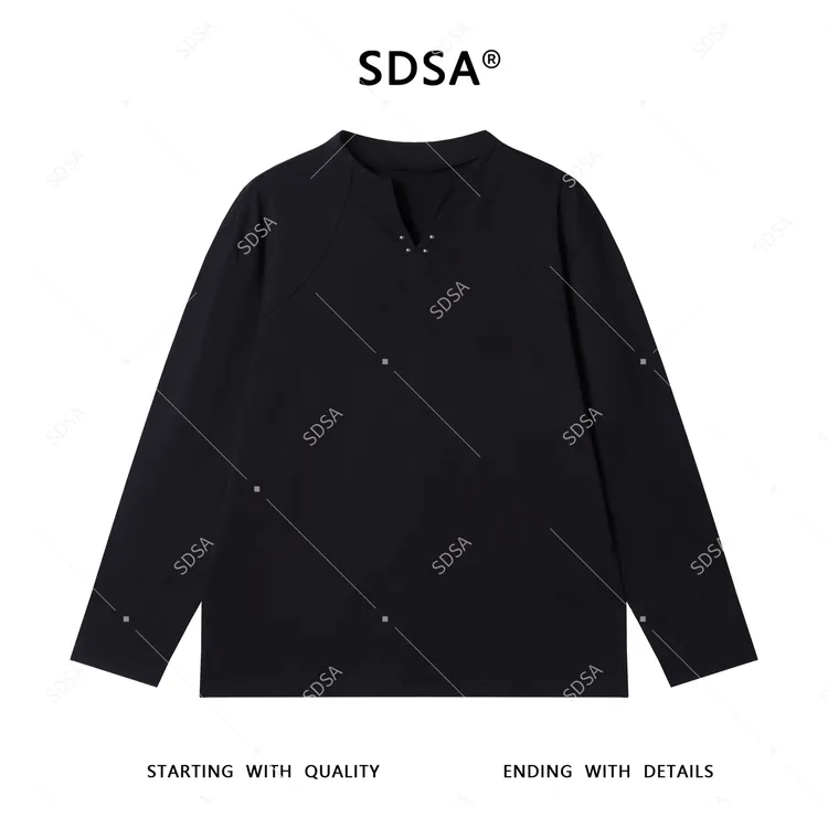 SDSA男士秋冬新款轻奢痞帅男装韩版小V领套头卫衣立体珠子时尚潮