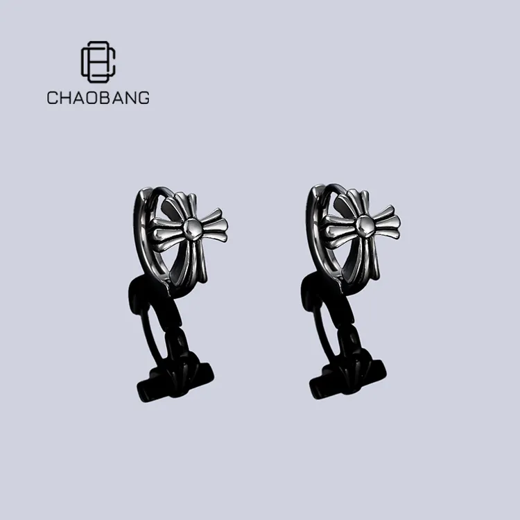 chaobang/潮邦 钛钢耳饰 复古十字架耳环小众百搭耳饰冷淡风饰品