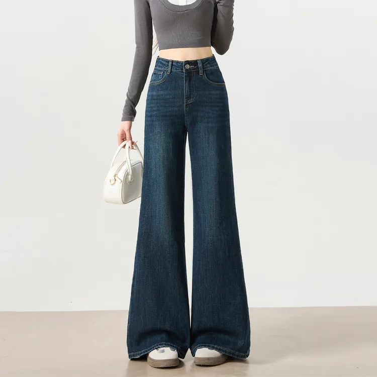 淘稚气高腰微喇牛仔裤阔腿女爆款2026新款春季显瘦不贴腿牛仔裤商品图