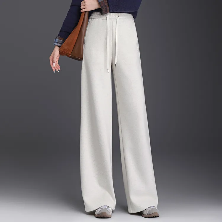 动感哥弟新款2025秋冬羊毛阔腿裤女外穿高腰垂感直筒裤加厚休闲裤