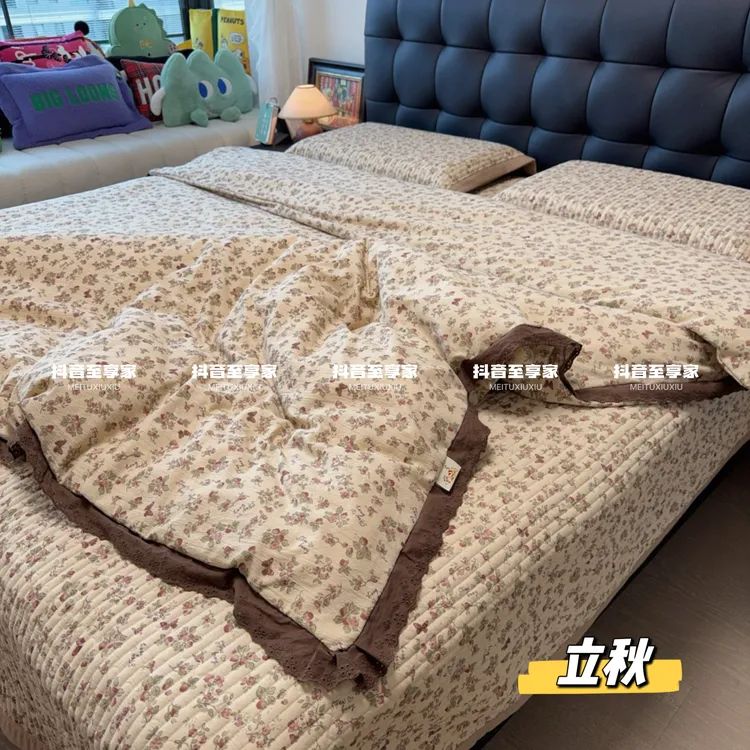 新床盖四件套保暖加厚柔软A类亲肤被套秋冬床盖法式韩式机洗被罩