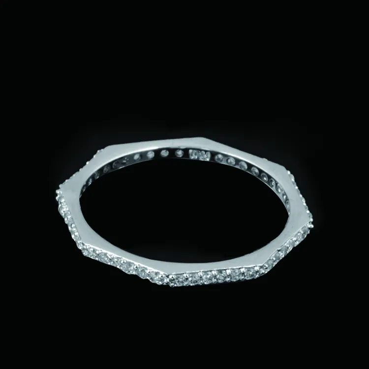 黄铜锆石戒指 八边形戒指男女款单排钻镶嵌锆石时尚简约设计百搭