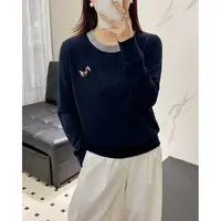 灰色圆领彩色刺绣秋冬新款针织百搭羊毛衫9292