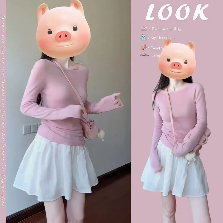 早春减龄穿搭一整套2025新款韩版修身显瘦上衣百搭高腰短裙两件套