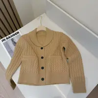 【豆子推荐】36056 冬季韩版绞花翻领单排扣毛衣长袖针织纯色上衣