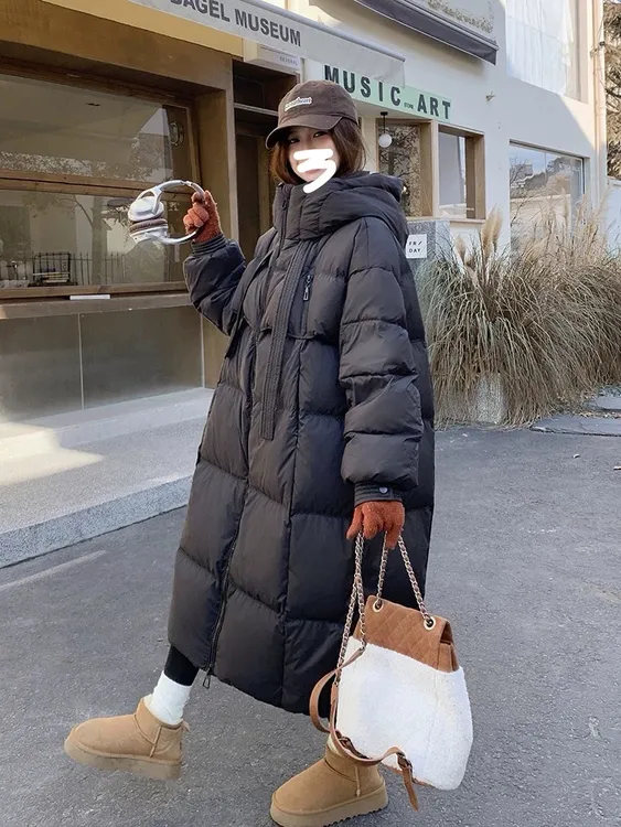 黑色长款羽绒服女时尚高级感加厚东北大被子极寒