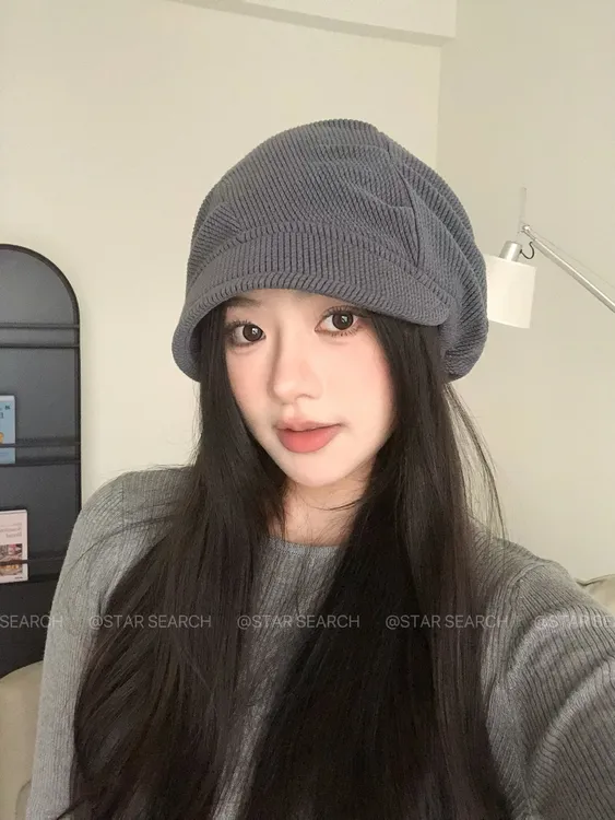 复古纯色堆堆帽女秋冬季百搭显脸小保暖冷帽大头围针织护耳帽子