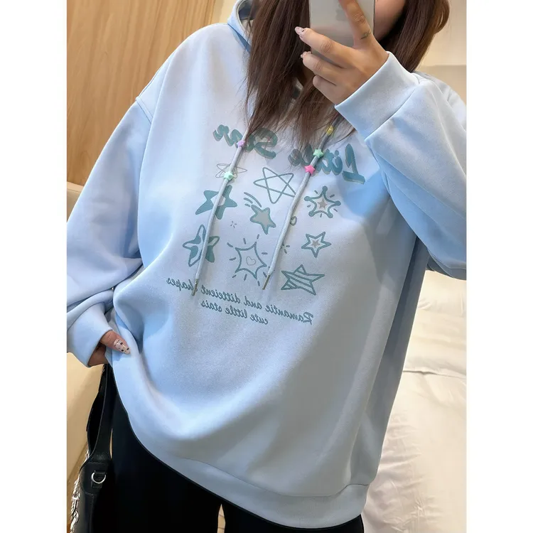 断码捡漏~银色罗马 / 薄绒款甜趣百搭连帽卫衣12025花契200斤胖mm