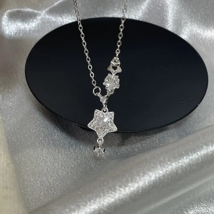 坠链均足银 X48五角星项链满天星锁骨链气质轻奢时尚百搭简约