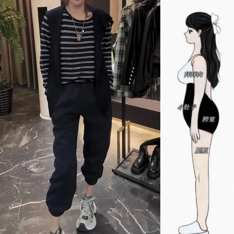 秋季新款大码女装休闲两件套装胖妹妹显瘦遮肉套头针织+束脚卫裤