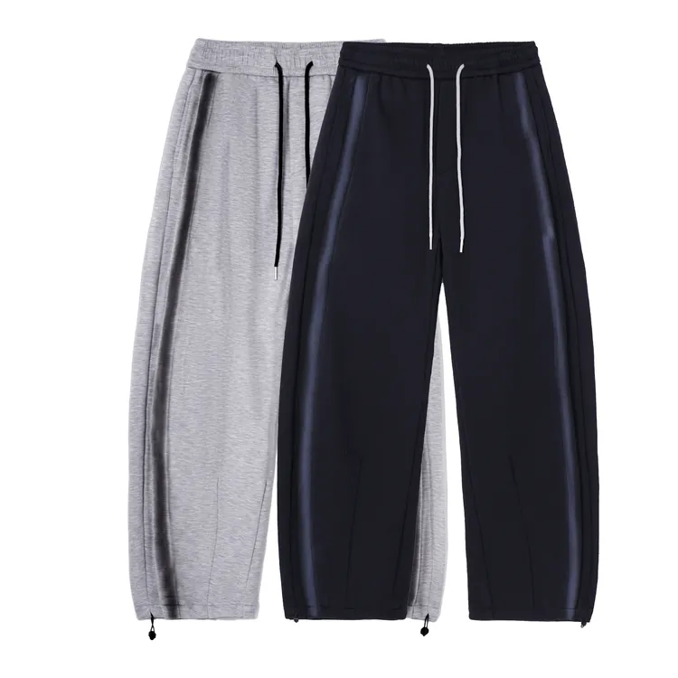 2025男裤秋冬弯刀运动风口袋长裤休闲裤阔腿卫裤百搭运动裤子男士