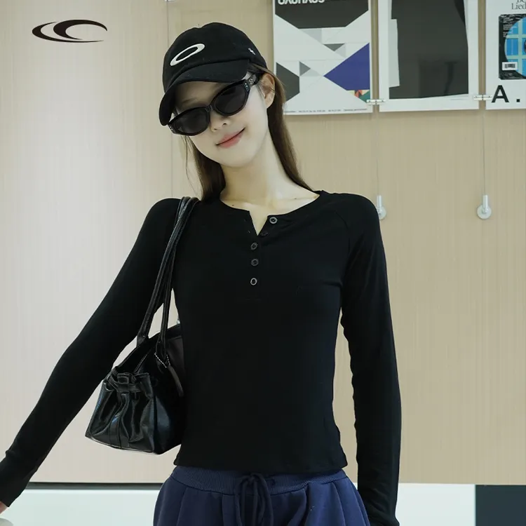 FUG TIL纯色长袖打底衫半开领修身显瘦春秋百搭保暖秋冬T恤上衣