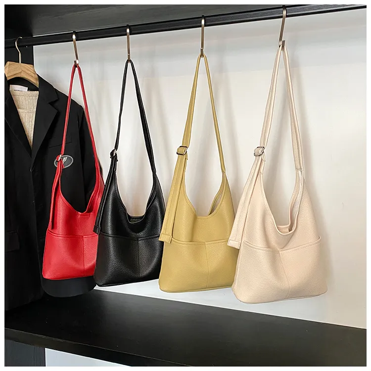 时尚通勤风软皮托特包休闲简约百搭韩国斜挎包单肩包大容量子母包