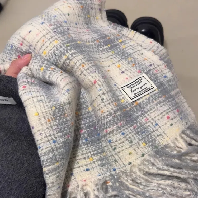 2025新款韩版满天星格纹围巾女秋冬学生情侣披肩百搭保暖围脖