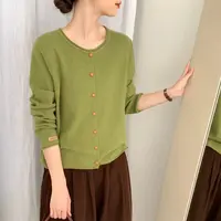 【丽鑫】68977木扣皮标针织衫（可以机洗）