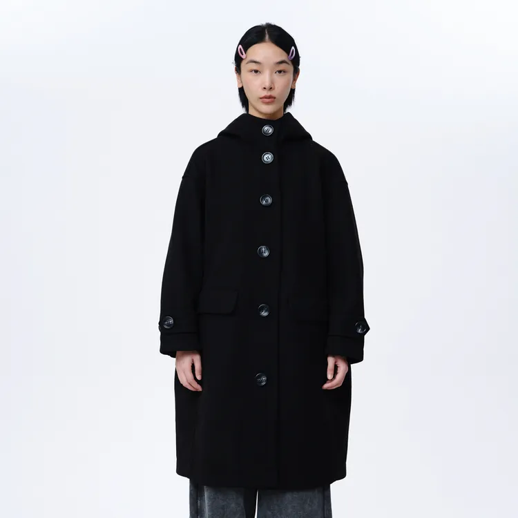 MOVEUP幻走2024冬季新款.FUN 连帽复古立体猫咪毛呢外套324411602