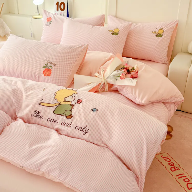 水洗棉卡通床上四件套2025新款家用被套罩床单宿舍三件套四季通用