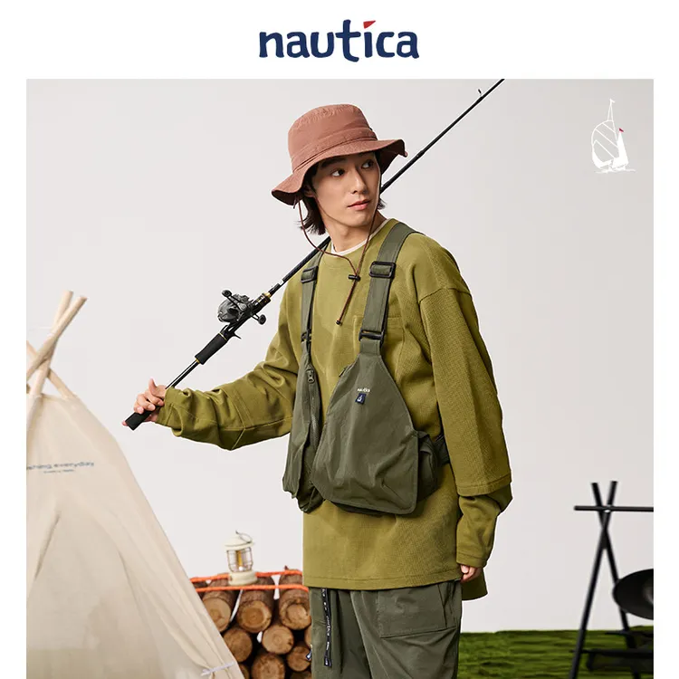 nautica白帆 日系中性时髦户外风马甲背包JW5307