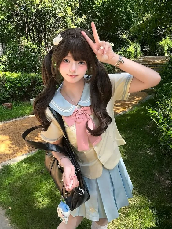 【椿日和】川海阁原创JK制服套装夏季短袖收腰衬衫水手服女学院风