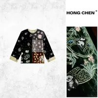 【虹辰·熊猫瑰宝】高端桑蚕丝绒时尚彩绣独特高级感拼接外套-HC2890