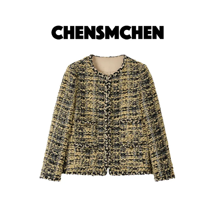 CHENSMCHEN 进口经典粗花呢小香外套女时尚精致优雅上衣CSW7756LC
