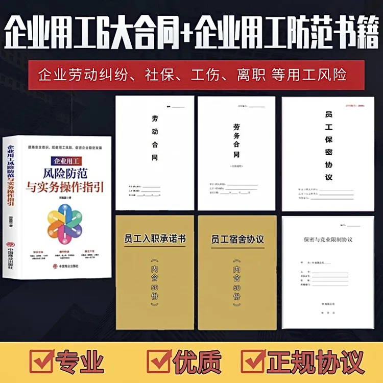 （纸质版）企业6大合同＋用工风险规避书籍个体户处理照片衣服1本