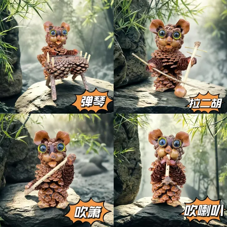 松果制做手工制作DIY创意潮玩摆件装饰