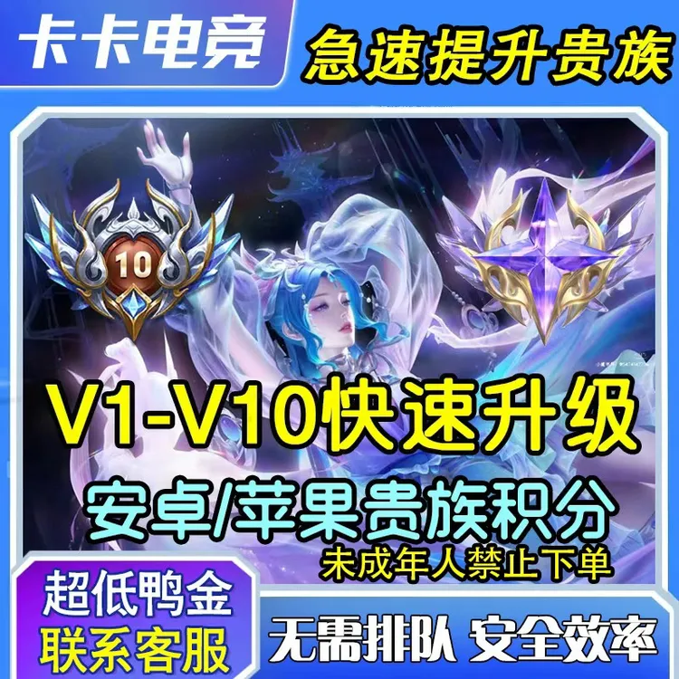 【超快贵族分】V1-V10王者荣耀提高无双贵族积分等级未成年禁止下单