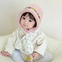 宝宝帽子手工秋冬护耳帽针织帽甜美公主加厚帽子女宝套头帽